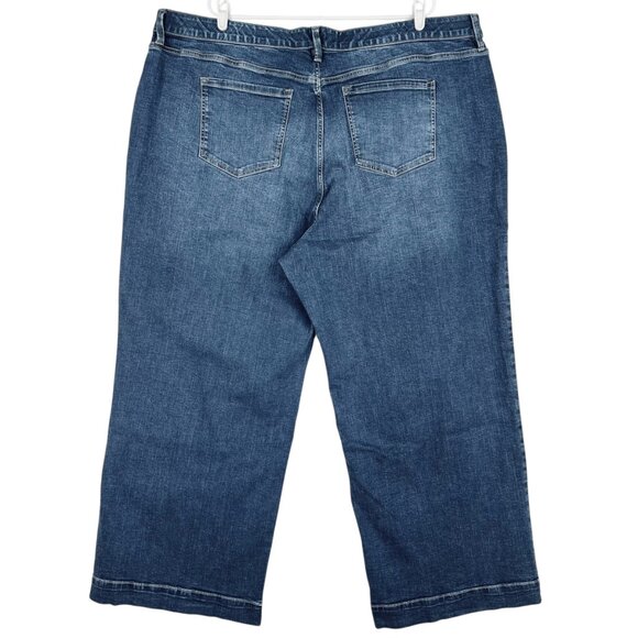 Liz Claiborne Women Wide Leg High Rise Stretch Blue Denim Jeans Plus Sz 26W NWT - Picture 2 of 12